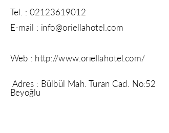 Oriella Hotel iletiim bilgileri